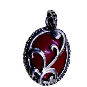 Vintage Sterling Silver Red Onyx Pendant